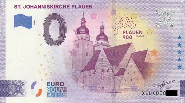 0 Euro Schein - ST. Johanniskirche Plauen 2022-1 XECY