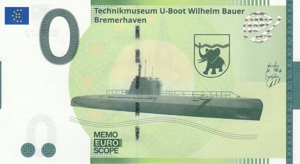 MEMOEURO Schein Technikmuseum U-Boot Wilhelm Bauer EAAB 125/2