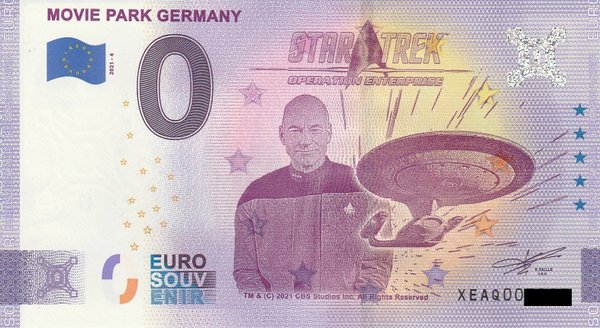 0 Euro Schein - Movie Park Germany 21-4 Star Trek Captain Picard