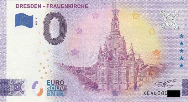 0 Euro Schein - Dresden - Frauenkirche 2022-2 XEAD