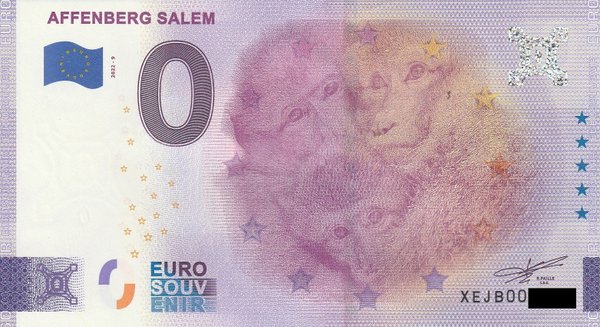 0 Euro Schein - Affenberg Salem 2022-9 XEJB