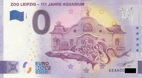 0 Euro Schein - Zoo Leipzig 2022-6 XEAH 111 Jahre Aquarium