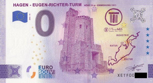 0 Euro Schein - Hagen Eugen-Richter-Turm 2022-14 XETF