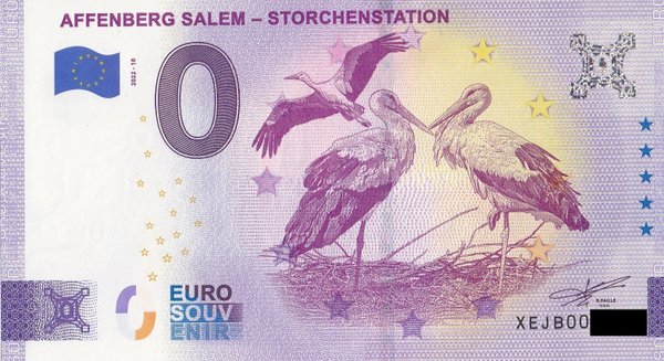 0 Euro Schein - Affenberg Salem 2022-10 XEJB Storchenstation