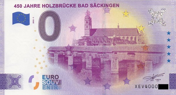 0 Euro Schein - 450 Jahre Holzbrücke Bad Säckingen 2022-1 XEVQ
