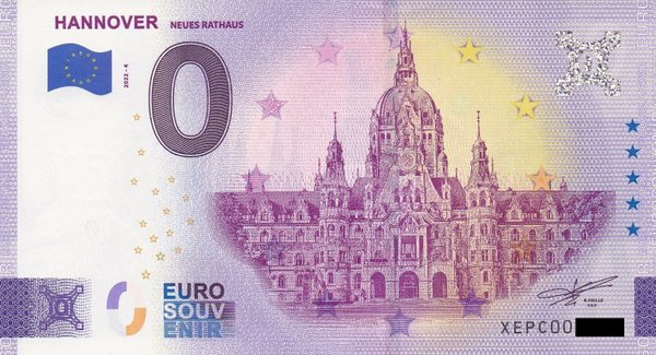 0 Euro Schein - Hannover Neues Rathaus 2022-4 XEPC
