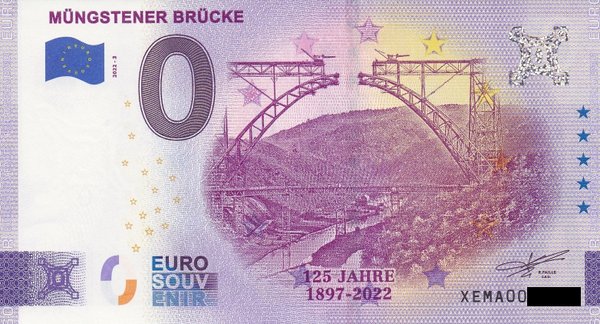 0 Euro Schein - Müngstener Brücke 2022-3 XEMA