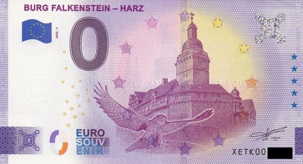 0 Euro Schein - Burg Falkenstein - Harz 2022-1 XEVU