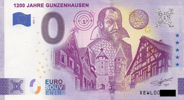0 Euro Schein - 1200 Jahre Gunzenhausen 2022-1 XEWL