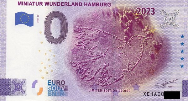 0 Euro Schein - Miniatur Wunderland Hamburg 2023-25 XEHA Friedenstaube