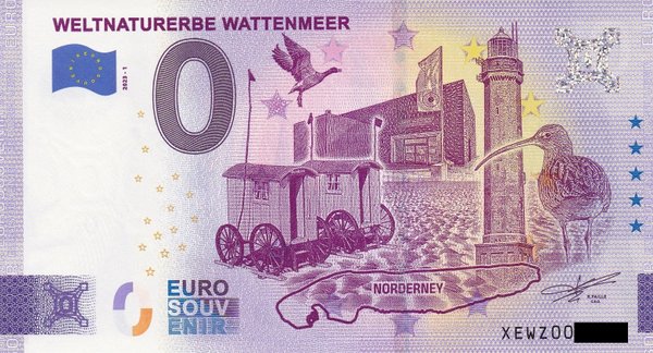 0 Euro Schein - Weltnaturerbe Wattenmeer 2023-1 XEWZ