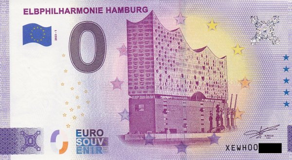0 Euro Schein - Elbphilharmonie Hamburg 2023-1 XEWH