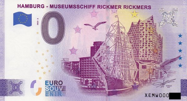 0 Euro Schein - Hamburg - Museumsschiff Rickmer Rickmers 2023-2 XEMW