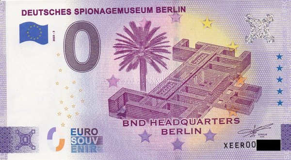 0 Euro Schein - Deutsches Spionagemuseum Berlin 2023-3 XEER
