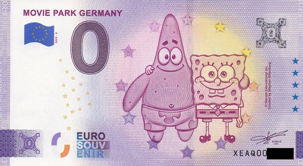 0 Euro Schein - Movie Park Germany 2023-6 XEAQ SpongeBob