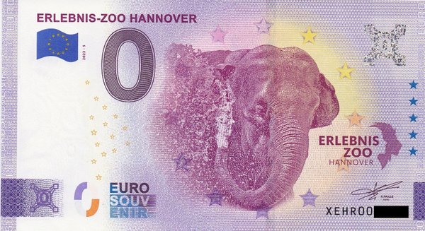 0 Euro Schein - Erlebnis-Zoo Hannover 2023-5 XEHR