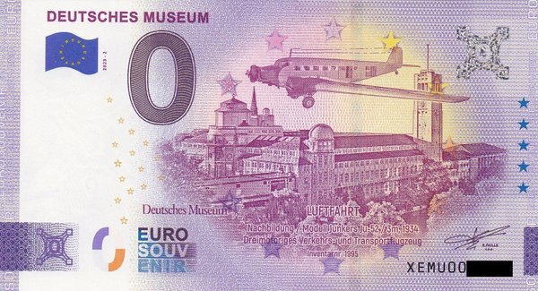 0 Euro Schein - Deutsches Museum 2023-2 XEMU