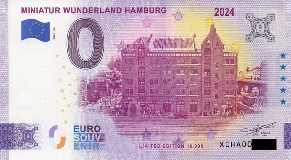 0 Euro Schein - Miniatur Wunderland Hamburg 2024-26 Neue Speicherstadt