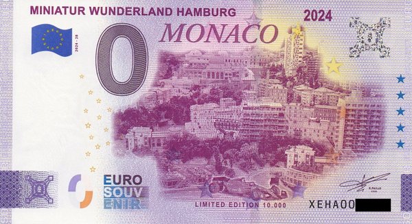 0 Euro Schein - Miniatur Wunderland Hamburg 2024-28 Monaco