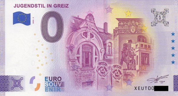 0 Euro Schein - Jugendstil in Greiz 2024-2 XEUT