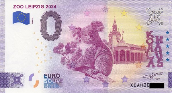 0 Euro Schein - Zoo Leipzig 2024-8 XEAH Koalahaus